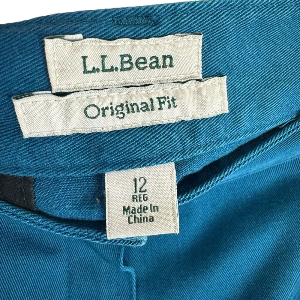 L.L. Bean‎ Vintage 100% Cotton Original Fit Teal High Rise Jean Shorts Size 12